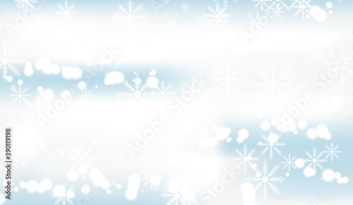blue realistic winter background with snowflake