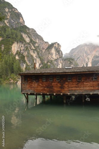 Hiking around the stunningly beautiful Lago di Braies (Pragser Wildsee) lake in the Dolomite Mountains of Northern Italy