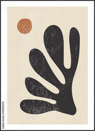Matisse inspired contemporary collage wall art with abstract organic shapes