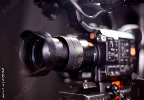 TV cameras in an empty pavilion closeup. tv camera in the studio of the culinary program.