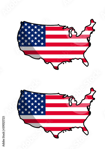 Amerika Umriss mit Flagge
