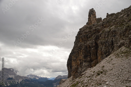 Hiking and climbing on the Via Ferrata trails around Cortina in the Dolomite Mountains of Northern Italy