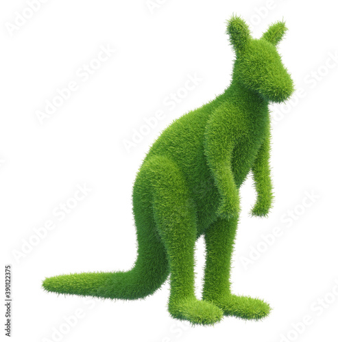 Kangaroo in the form of green fresh grass. 3d rendering. © mirexon