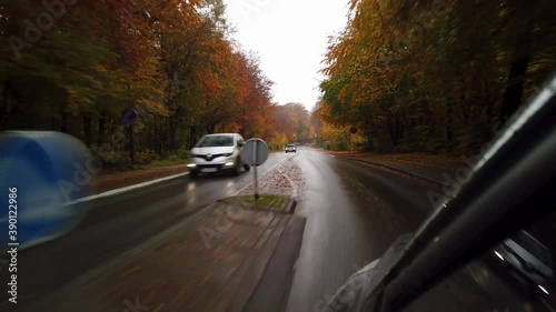 Driving on a beautiful, rainy autumn forest road, stock footage by Brian Holm Nielsen 5 photo