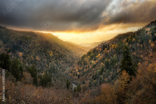 Sunset at Morton Overlook in the Smoky Mountains photo