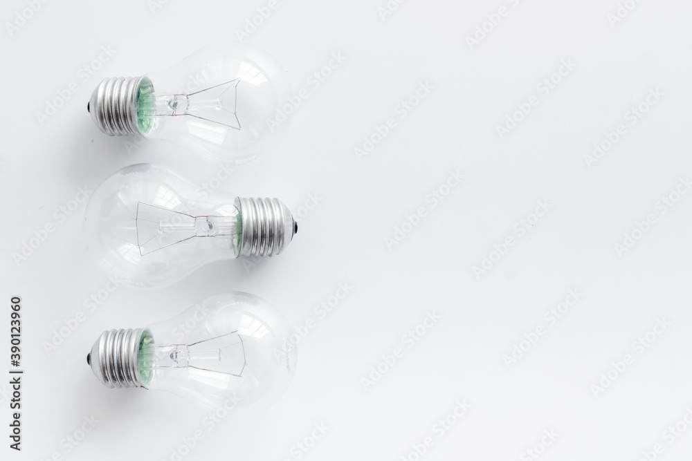 Renewable eco energy concept - light bulbs, top view Renewable eco energy concept - light bulbs, top view