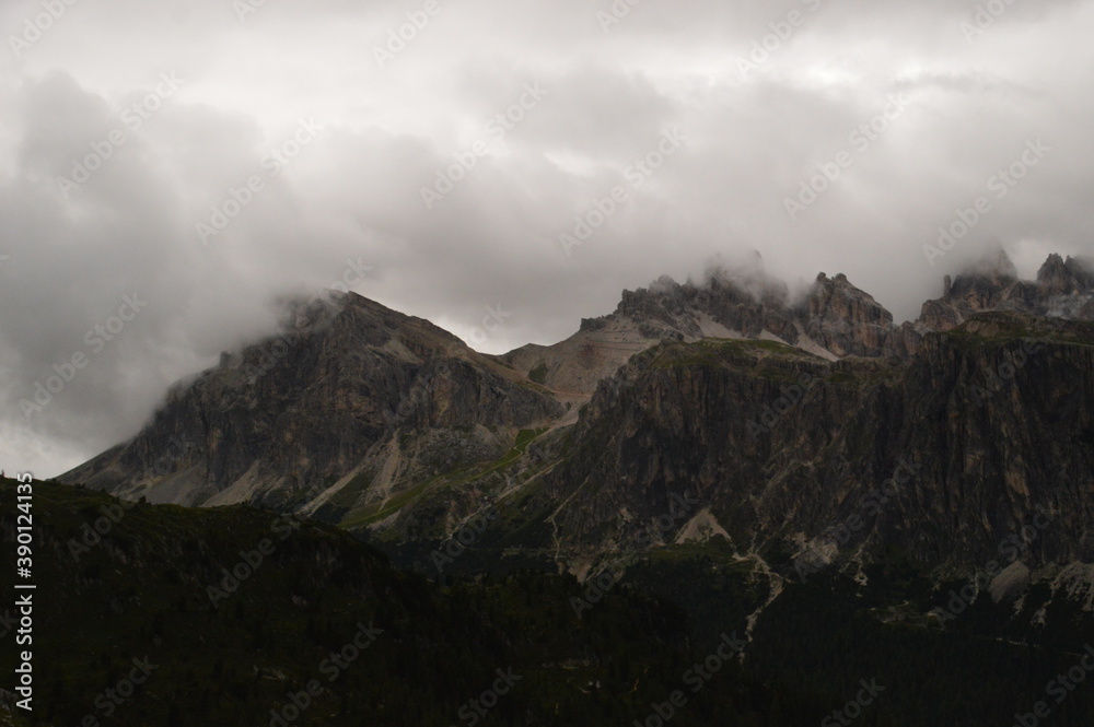 Hiking and climbing in the dramatic and beautiful Cinque Torri mountains in the Dolomites of Northern Italy Hiking and climbing in the dramatic and beautiful Cinque Torri mountains in the Dolomites of Northern Italy
