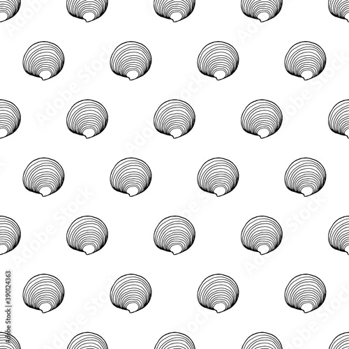 Seamless pattern with seashells. Marine background.  Hand drawn vector illustration in sketch style. Perfect for greetings, invitations, coloring books, textile, wedding and web design.