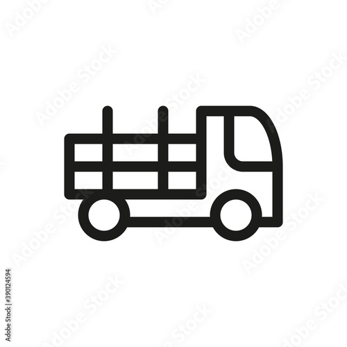 Timber truck isolated icon, wood truck outline vector icon with editable stroke