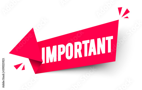 Vector Illustration Origami Arrow Sign With Text Important.