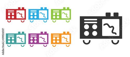 Black Spectrometer icon isolated on white background. Set icons colorful. Vector.