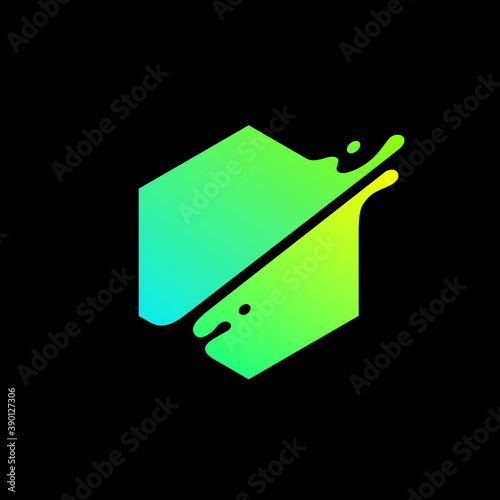 Vector illustration, abstract liquid shape of a hexagon, logo design