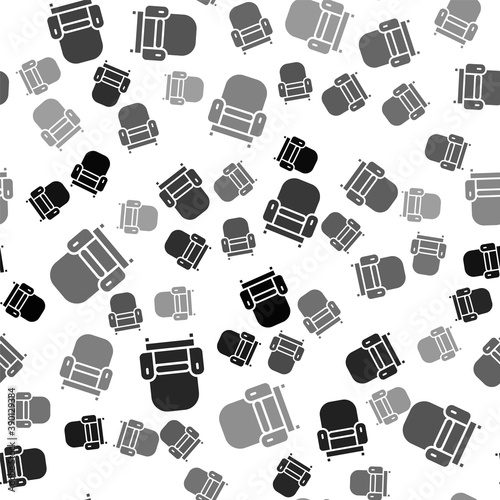 Black Armchair icon isolated seamless pattern on white background. Vector.