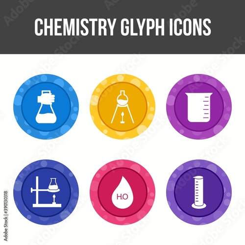 Unique Chemistry Glyph Vector Icon Set