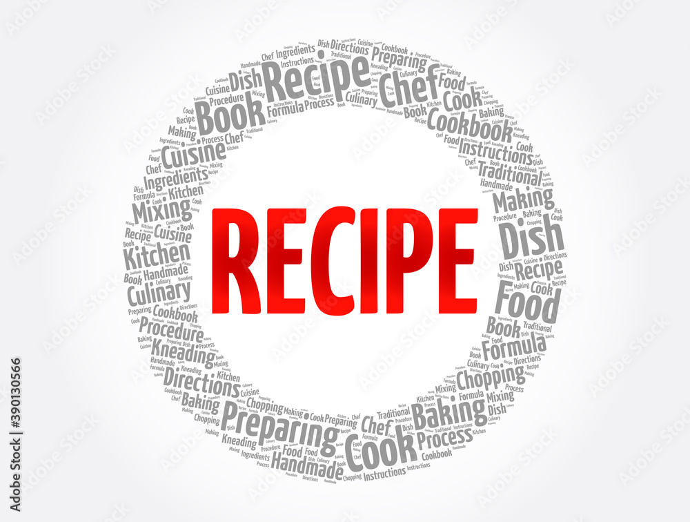 Recipe word cloud collage, concept background Recipe word cloud collage, concept background