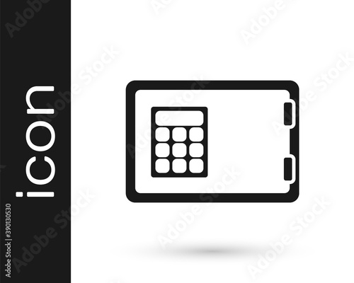 Black Safe icon isolated on white background. The door safe a bank vault with a combination lock. Reliable Data Protection. Vector.