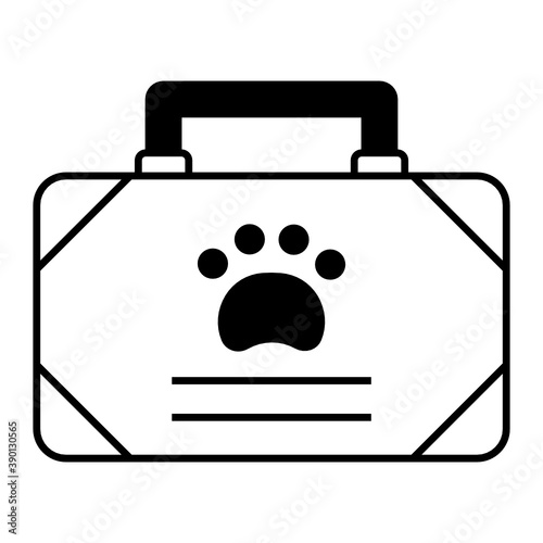 Veterinary medicine Bag Concept Vector Icon Design, First aid kit Box, Animal foster care and Shelter Symbol on White Background 