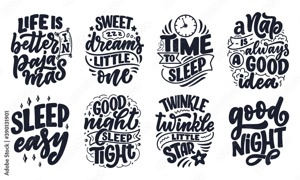 Fototapeta premium Lettering Slogan about sleep and good night. Vector illustration design for graphic, prints, poster, card, sticker and other creative uses