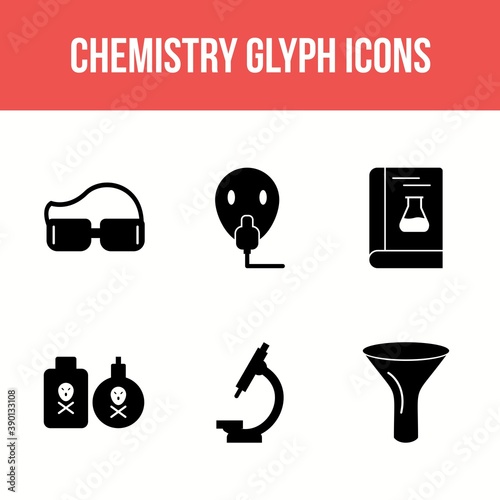 Unique Chemistry Glyph Vector Icon Set