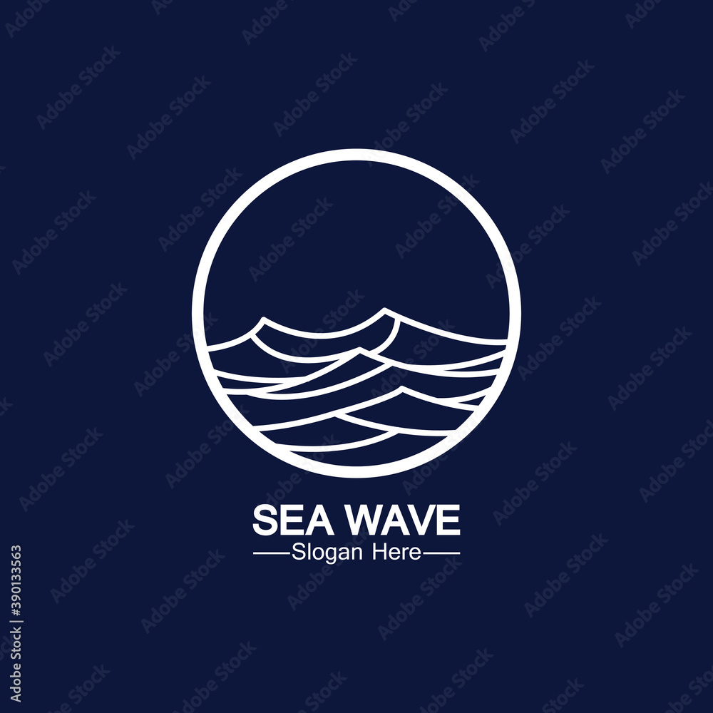 sea ocean wave line logo simple monoline style vector icon symbol illustration sea ocean wave line logo simple monoline style vector icon symbol illustration