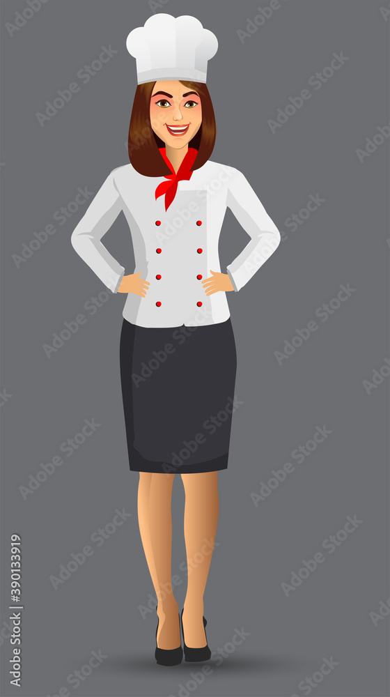 Chef Woman illustration on standing position. design template elements for your brochure, banner and web. Chef Woman illustration on standing position. design template elements for your brochure, banner and web.