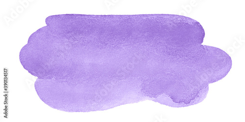 Lilac watercolor spot in soft pastel colors, natural stain on a paper backing. Isolated frame hand-drawn with a brush.