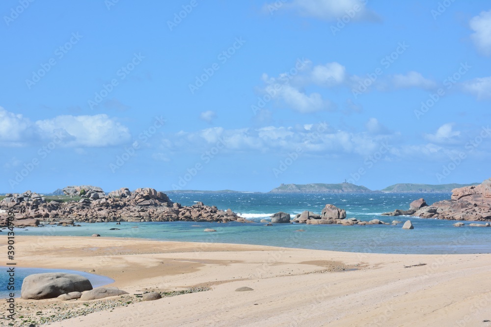 Beautiful view on the beach at Tregastel in Brittany. France