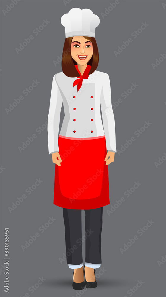 Chef Woman illustration on standing position. design template elements for your brochure, banner and web. Chef Woman illustration on standing position. design template elements for your brochure, banner and web.