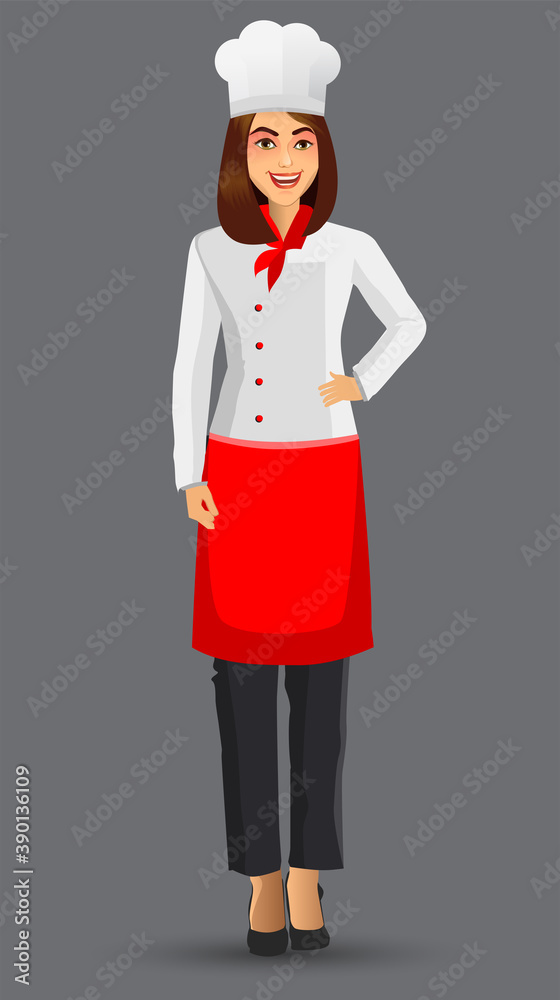 Chef Woman illustration on standing position. design template elements for your brochure, banner and web. Chef Woman illustration on standing position. design template elements for your brochure, banner and web.