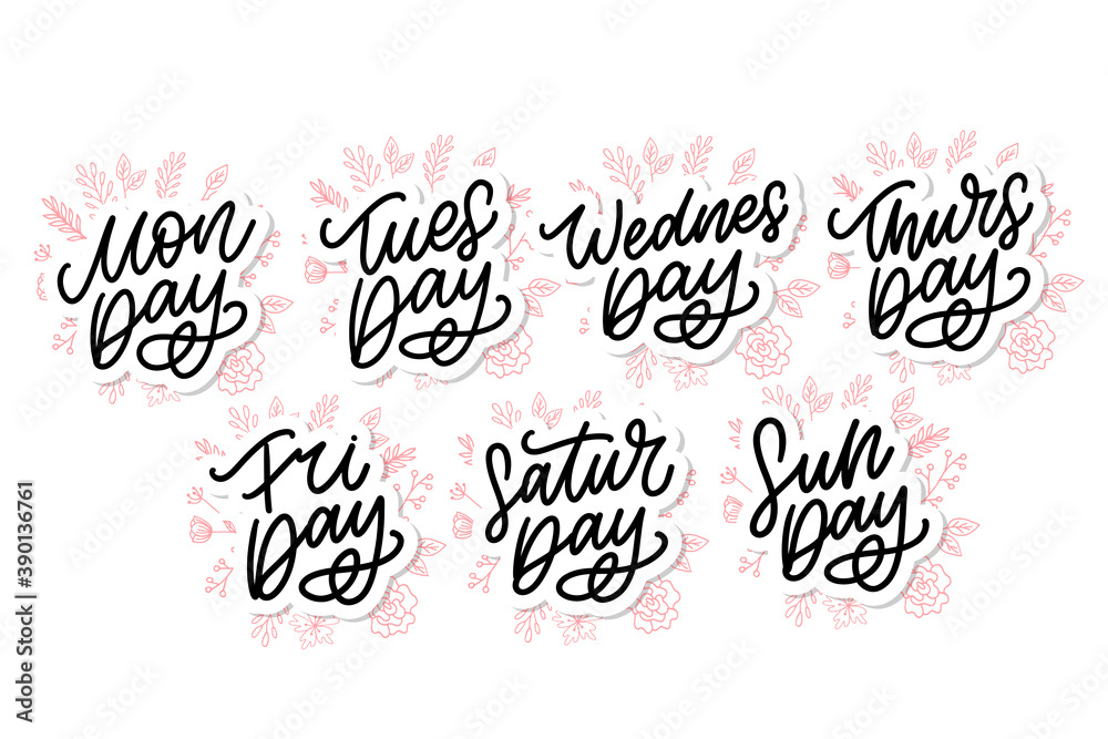 Vector handwritten inscription days a week. Calligraphy.dwritten inscription days a week. Calligraphy. Vector handwritten inscription days a week. Calligraphy.dwritten inscription days a week. Calligraphy.
