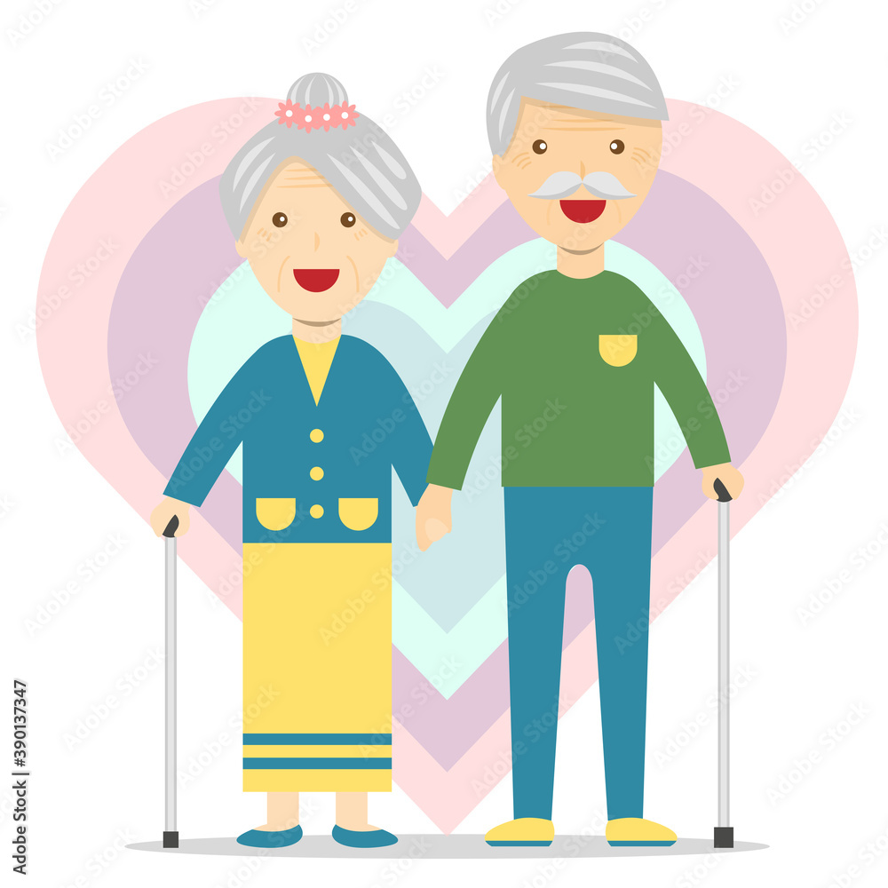 grand mother and grand father holding hand together vector grand mother and grand father holding hand together vector