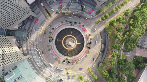 SINGAPORE - FEBRUARY 4: Aerial Top view Fountain of Wealth at Suntec city in Singapore, It is landmark financial business district with skyscraper on February 4, 2020 in Singapore.	