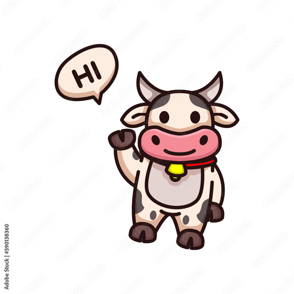 Cute cow with mascot design illustration