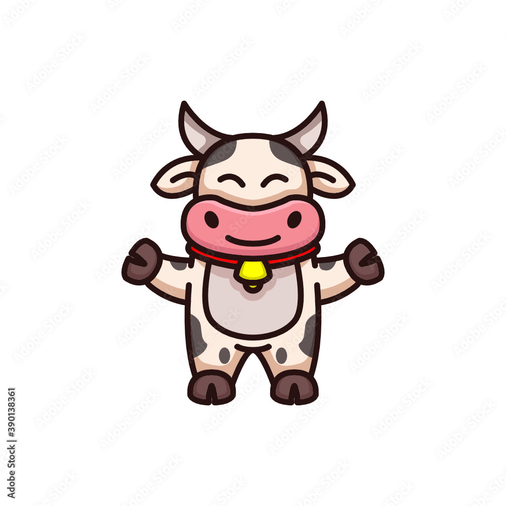 Cute cow with mascot design illustration Cute cow with mascot design illustration