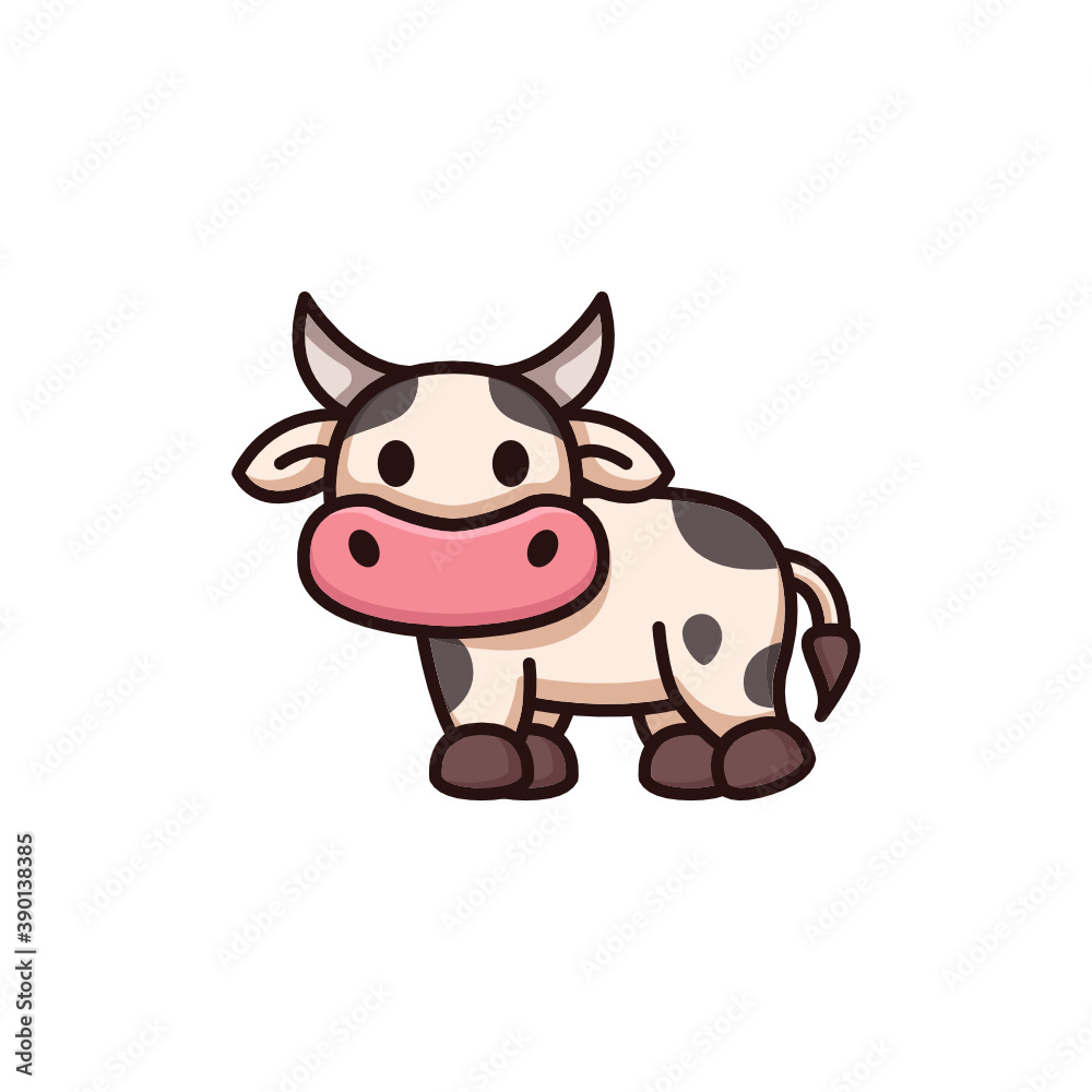 Cute cow with mascot design illustration Cute cow with mascot design illustration