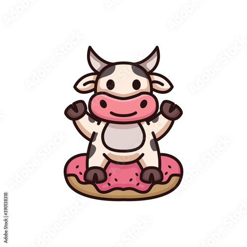 Cute cow with mascot design illustration