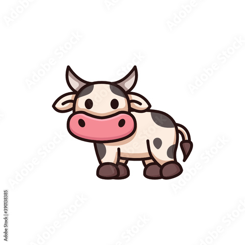 Cute cow with mascot design illustration