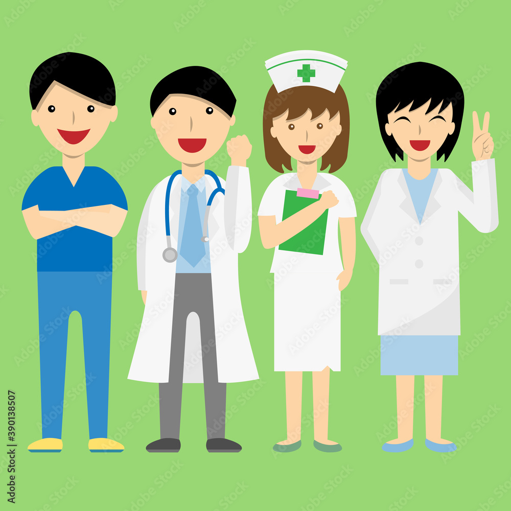 Healthcare medical team. Hospital staff health professionals group vector