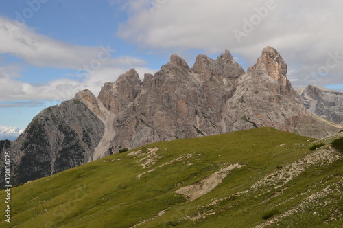 Hiking around the dramatic and beautiful Tre Cime / Drei Zinnen mountains in Lavaredo Dolomites in Northern Italy