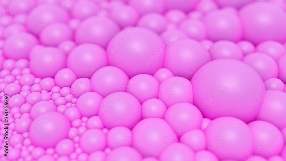 Abstract background of pink bubbles 3d illustration