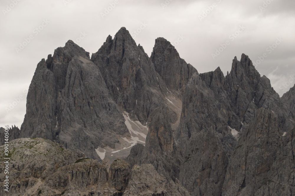Hiking and climbing at the stunning Passo Giau in the Dolomite mountains of Northern Italy