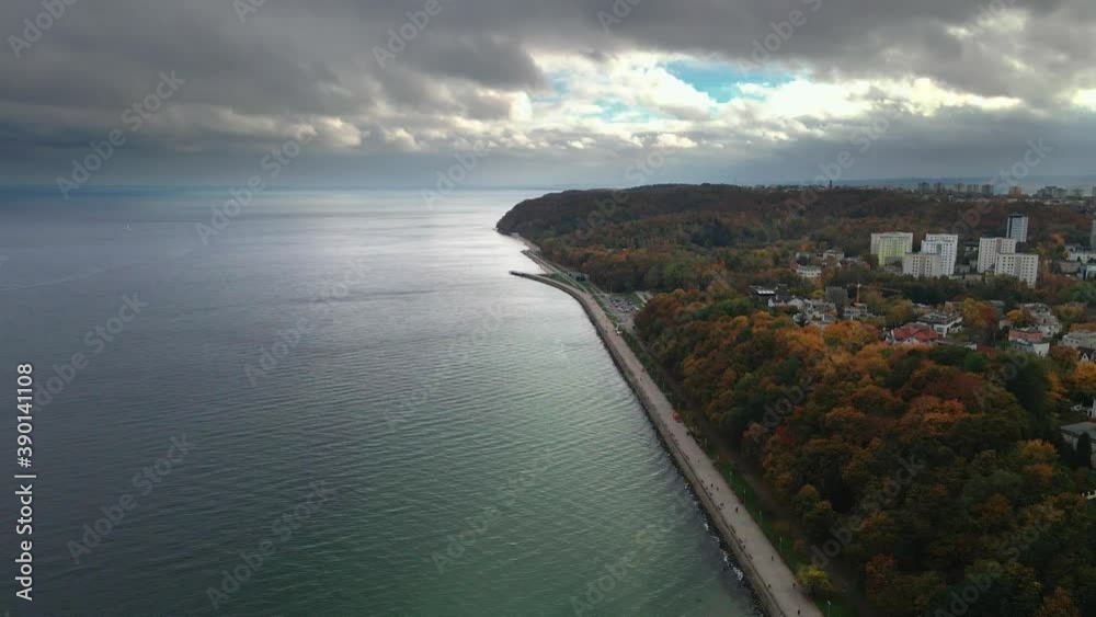 View from the air on the city beach in Gdynia View from the air on the city beach in Gdynia