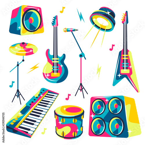 Set of musical instruments.