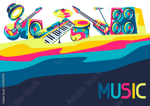 Background with musical instruments.