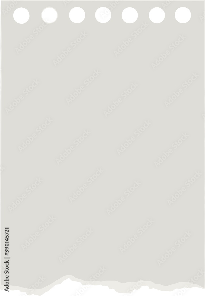 Simple minimal grey ripped paper notepad for writing notes icon illustration vector design element isolated on a white background