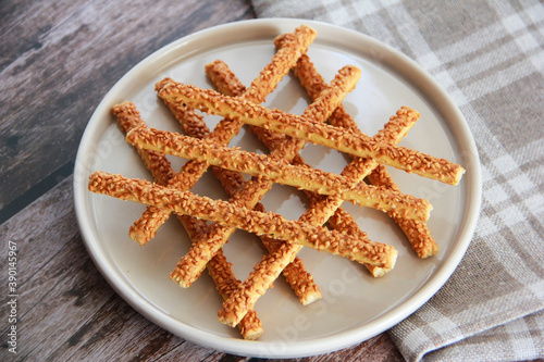 dry crunchy snacks sticks in sesame a sprinkles