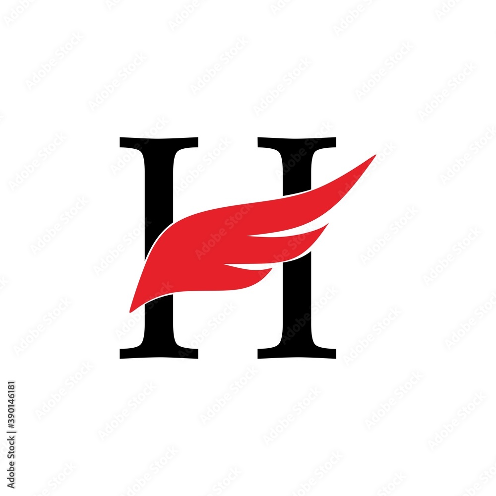 Initial letter 'H' logo and wings symbol. Wings design element, initial Letter 'H' logo Icon, Initial Logo Template Initial letter 'H' logo and wings symbol. Wings design element, initial Letter 'H' logo Icon, Initial Logo Template