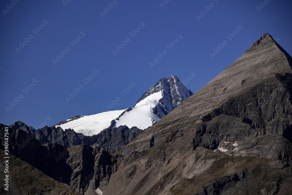 The snow-capped peak of Austria's highest mountain, the Grossglockner