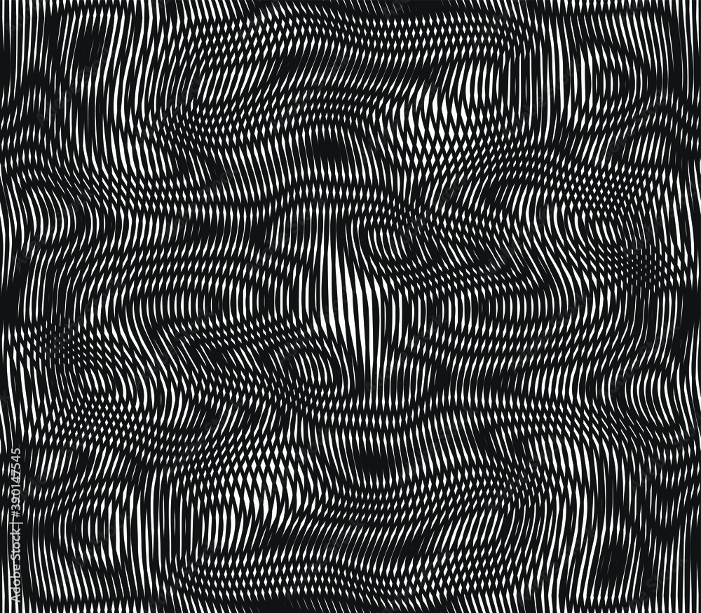 Moire seamless holographic vector background. Moire texture wavy lines  optical illusion abstract background. TV screen effect. Distorted shapeful  lines wallpaper. Stock-Vektorgrafik | Adobe Stock