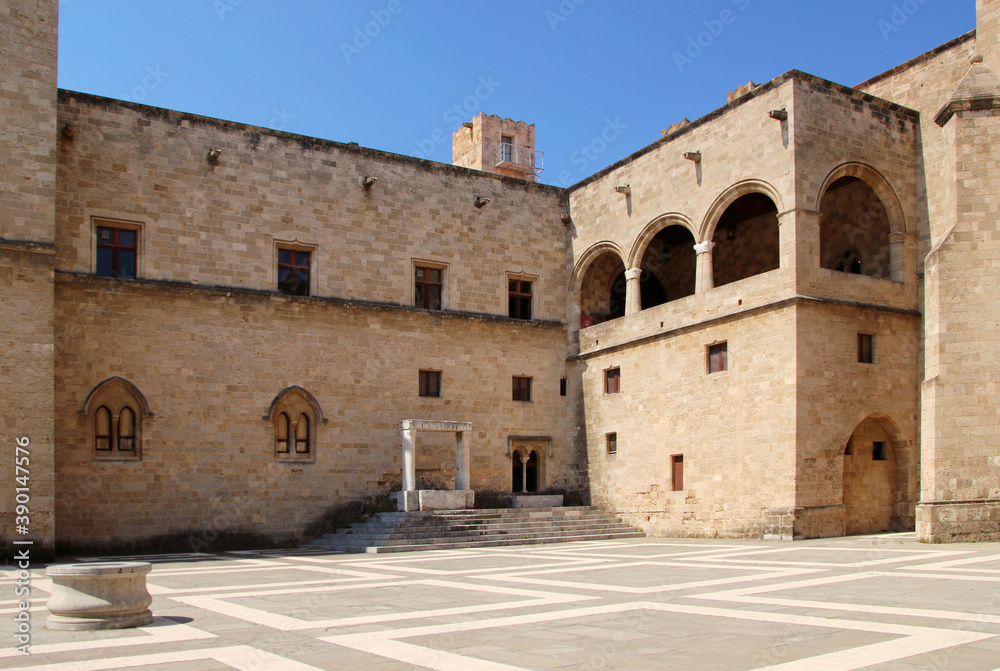 The Palace of the Grand Master of the Order of the Knights, courtyard, Rhodes, Greece The Palace of the Grand Master of the Order of the Knights, courtyard, Rhodes, Greece